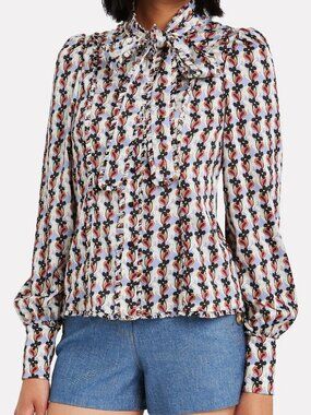 Alexis Erie Daisy Tie Neck Blouse Women’s Small ASO Retro Floral Feminine